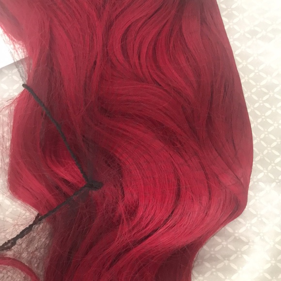 New Long Wavy Synthetic Black Root Red Lit Unicorns Wig - Picture 2 of 9